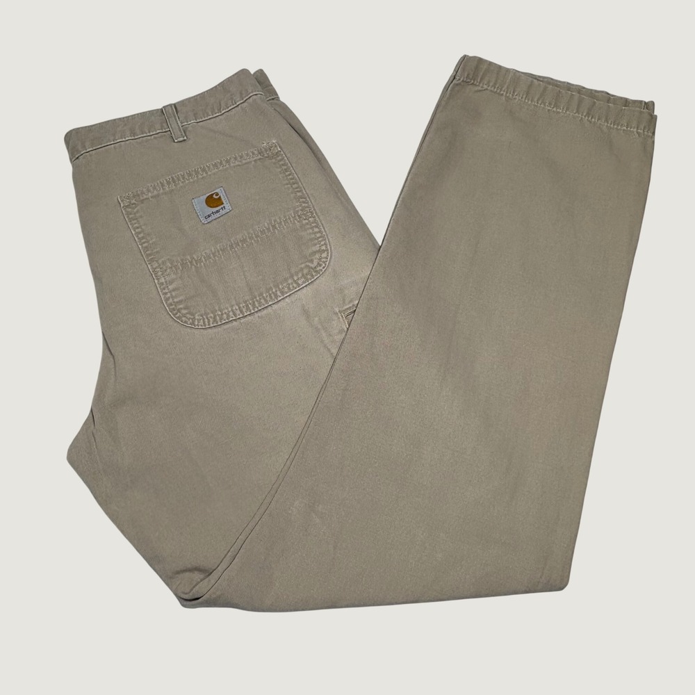 Carhartt B299 GKH Work Pants Men 34x34 Khaki Relaxed Fit Canvas Carpenter Rugged